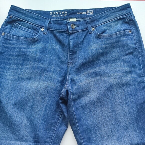 Sonoma jeans women's size 10 ink blue boyfriend style - Picture 2 of 15